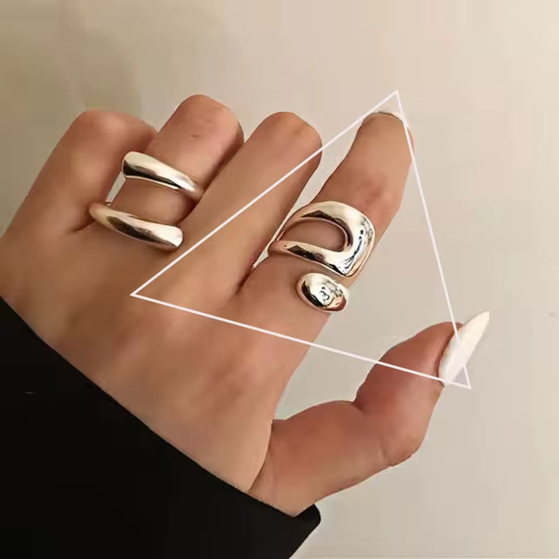 925 Sterling Silver Ring for Women Girl Jewelry Geometry Hollowed Out Design Overlapping Simple Gift Dropshipping