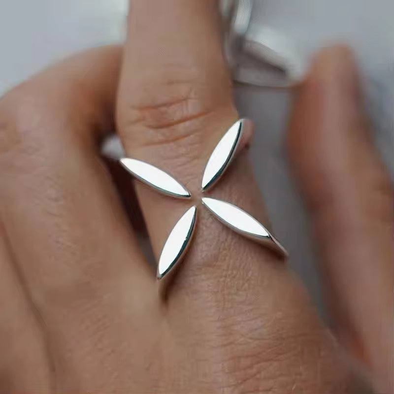 925 Sterling Silver Ring for Women Girl Jewelry Geometry Hollowed Out Design Overlapping Simple Gift Dropshipping