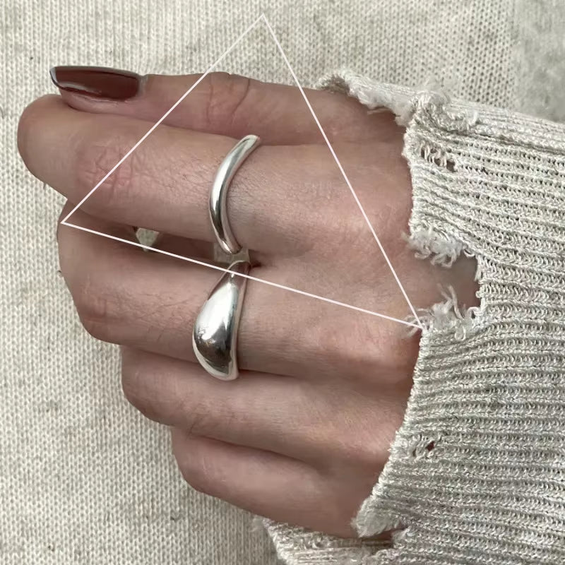 925 Sterling Silver Ring for Women Girl Jewelry Geometry Hollowed Out Design Overlapping Simple Gift Dropshipping