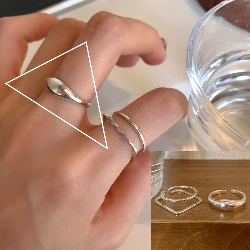 925 Sterling Silver Ring for Women Girl Jewelry Geometry Hollowed Out Design Overlapping Simple Gift Dropshipping