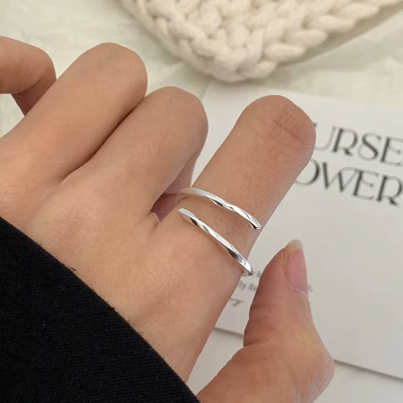 925 Sterling Silver Ring for Women Girl Jewelry Geometry Hollowed Out Design Overlapping Simple Gift Dropshipping