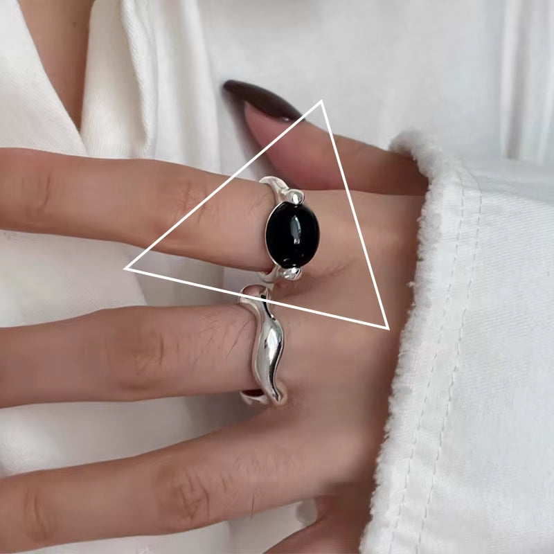 925 Sterling Silver Ring for Women Girl Jewelry Geometry Hollowed Out Design Overlapping Simple Gift Dropshipping