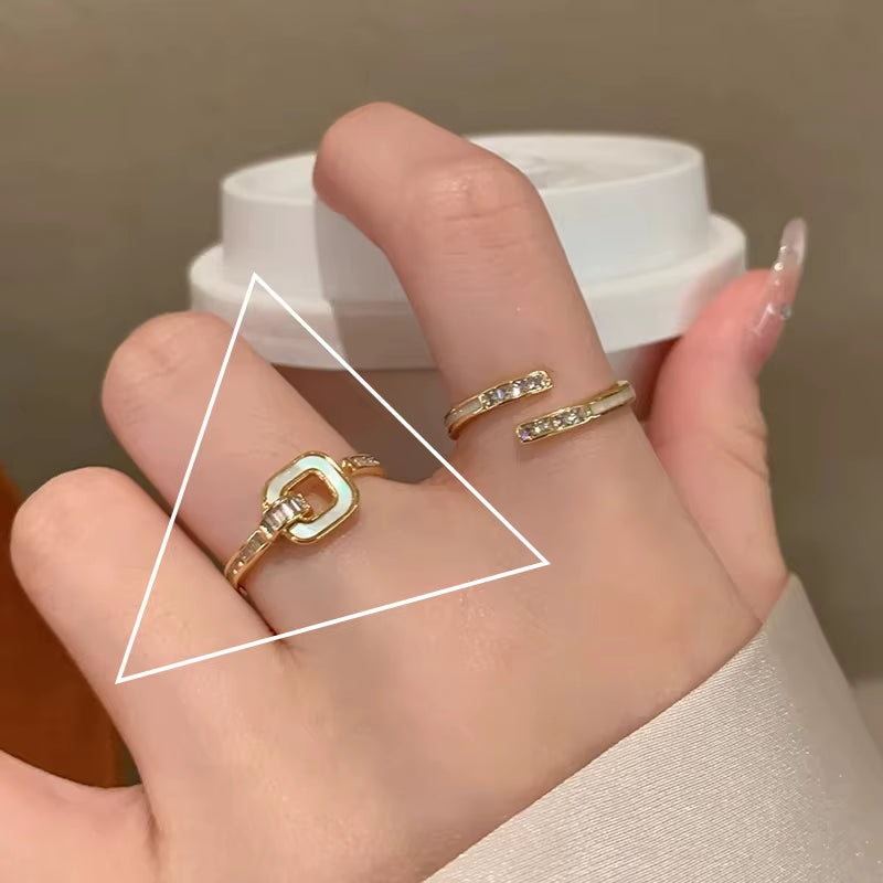 925 Sterling Silver Ring for Women Girl Jewelry Geometry Hollowed Out Design Overlapping Simple Gift Dropshipping