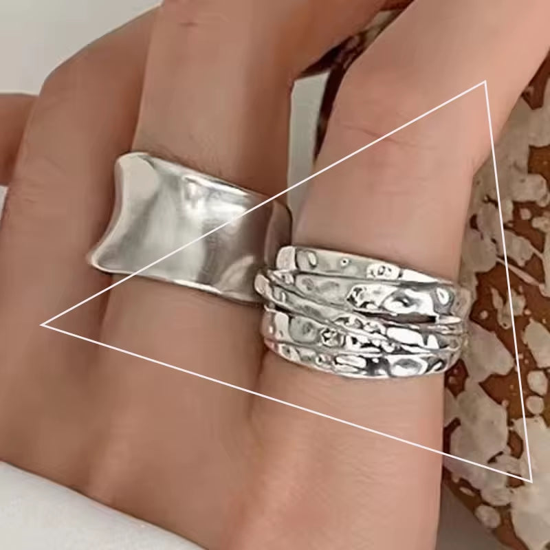 925 Sterling Silver Ring for Women Girl Jewelry Geometry Hollowed Out Design Overlapping Simple Gift Dropshipping