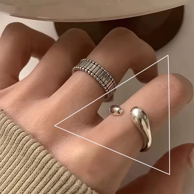 925 Sterling Silver Ring for Women Girl Jewelry Geometry Hollowed Out Design Overlapping Simple Gift Dropshipping