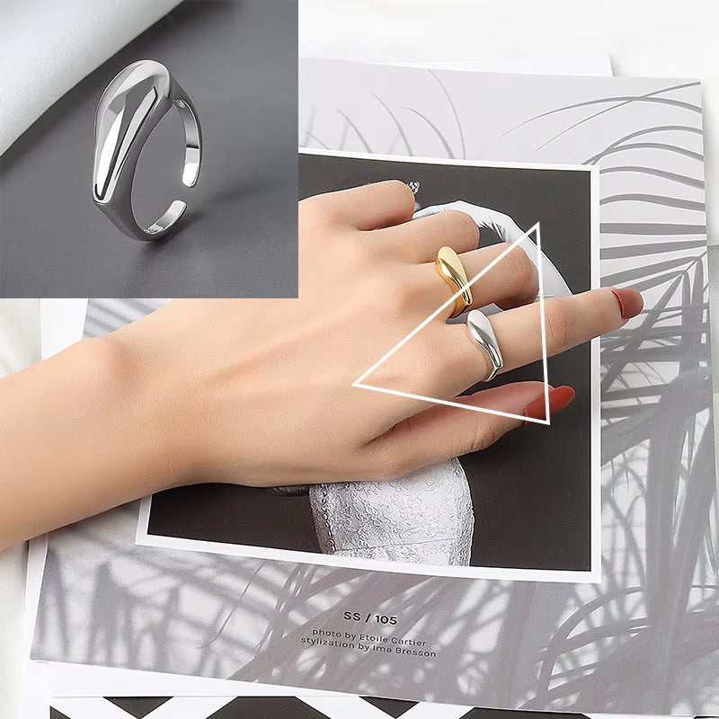 925 Sterling Silver Ring for Women Girl Jewelry Geometry Hollowed Out Design Overlapping Simple Gift Dropshipping