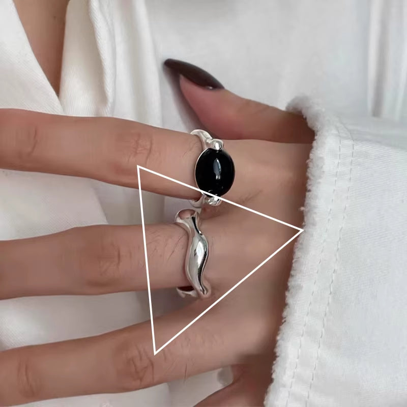 925 Sterling Silver Ring for Women Girl Jewelry Geometry Hollowed Out Design Overlapping Simple Gift Dropshipping